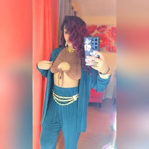 Vintage Teal 2 Piece pants set.